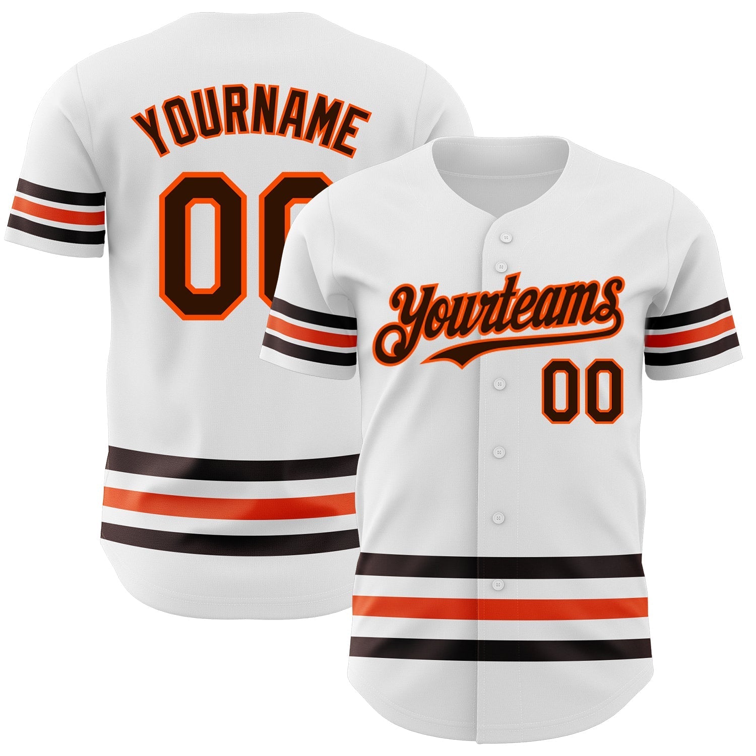 Custom White Brown-Orange Line Authentic Baseball Jersey baseball jersey product view 1