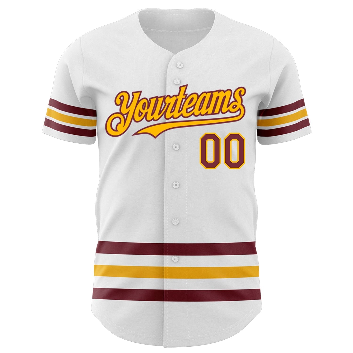 Custom White Burgundy-Gold Line Authentic Baseball Jersey baseball jersey product view 2