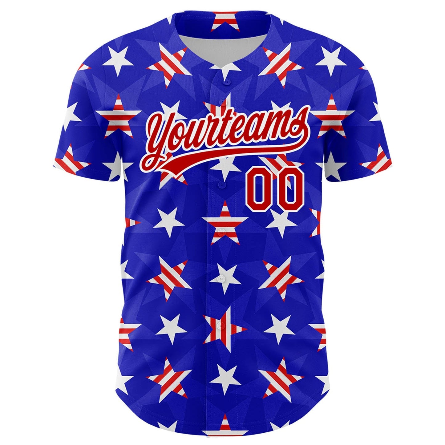 Custom Royal Red-White 3D American Flag Patriotic Authentic Baseball Jersey baseball jersey product view 2