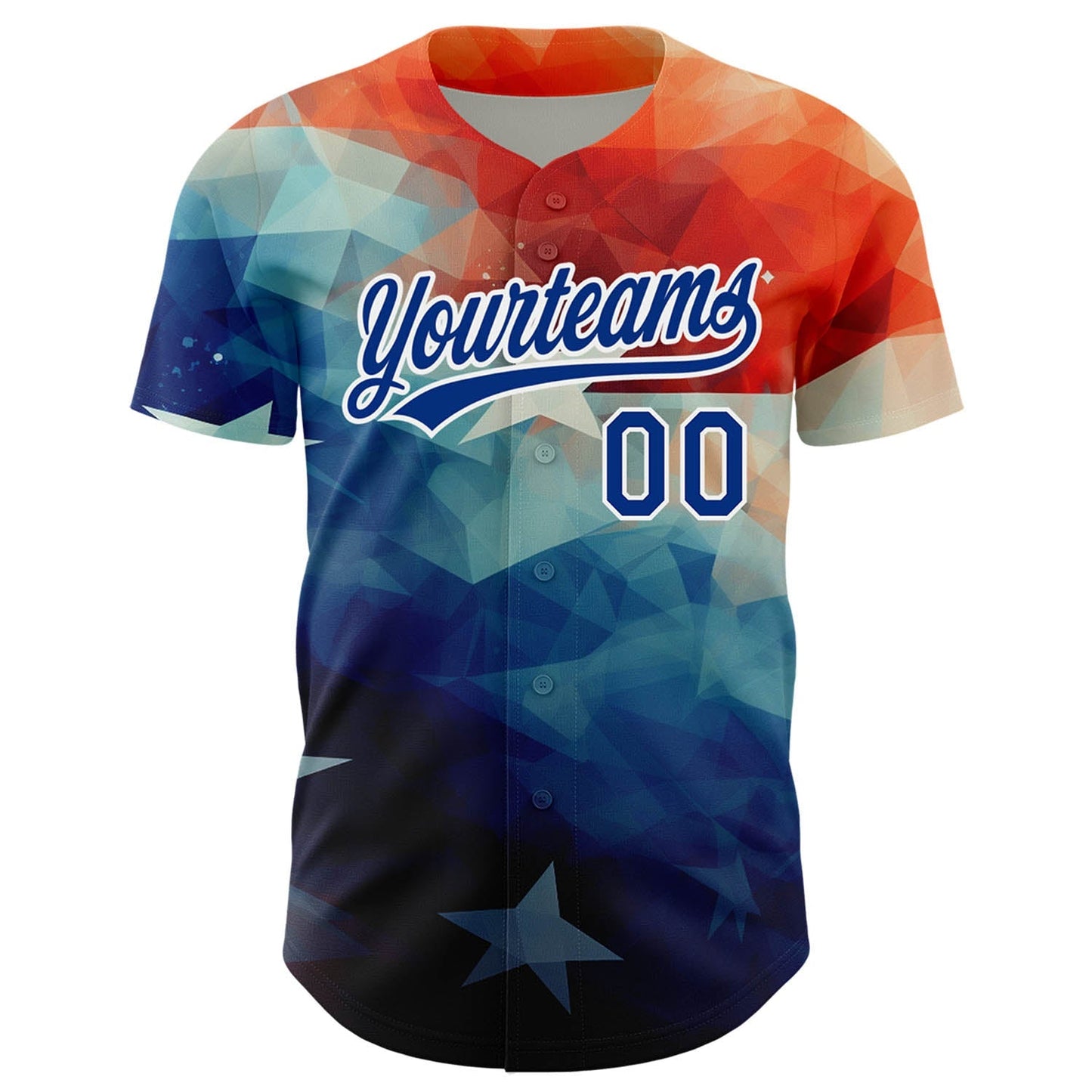 Custom Red Royal-White 3D American Flag Patriotic Authentic Baseball Jersey baseball jersey product view 2