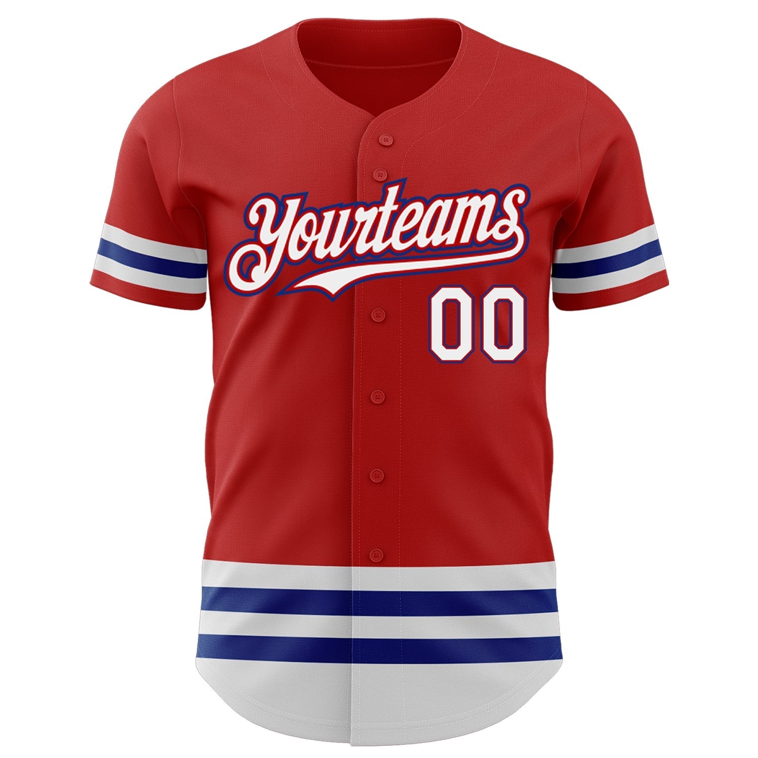 Custom Red White-Royal Line Authentic Baseball Jersey baseball jersey product view 2