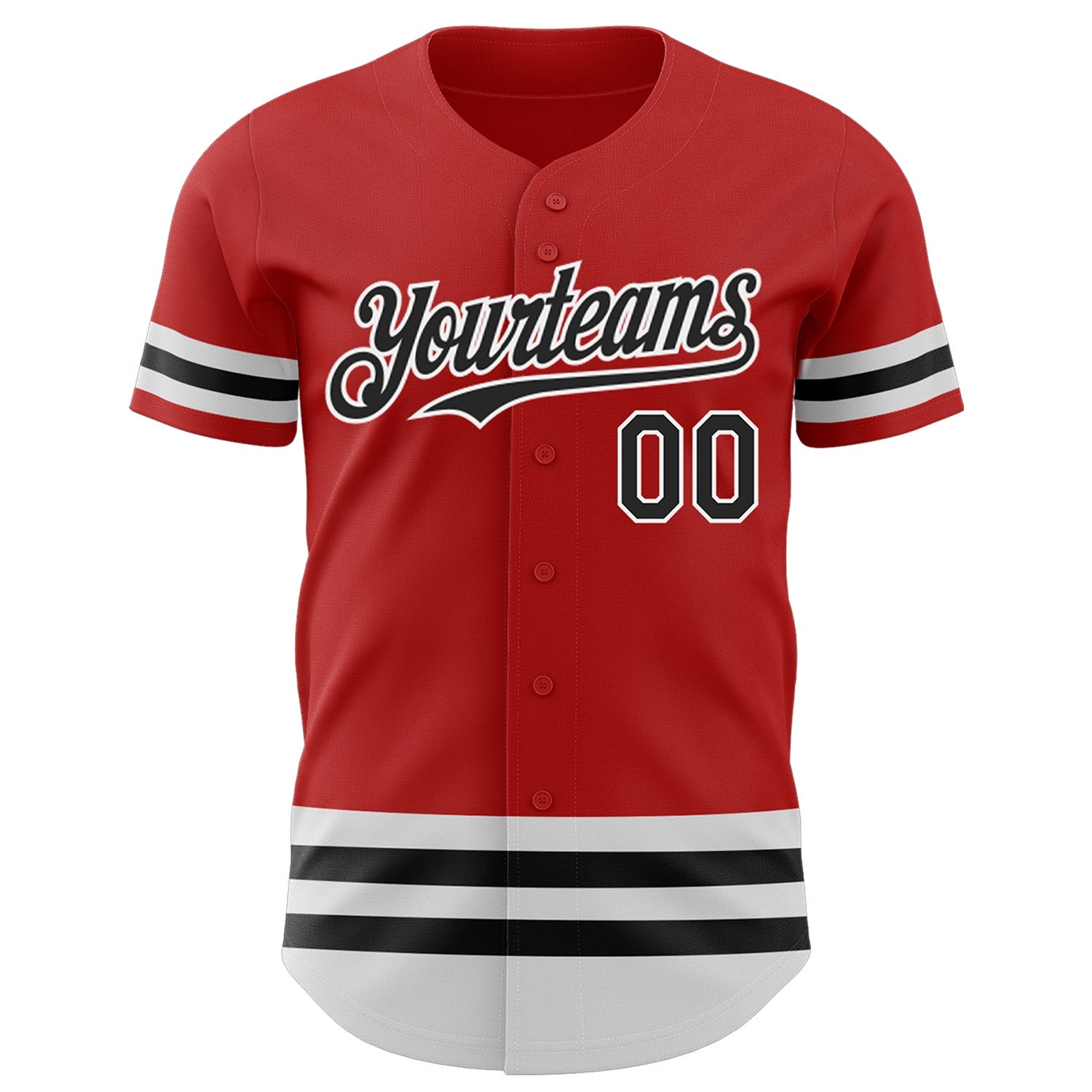 Custom Red Black-White Line Authentic Baseball Jersey baseball jersey product view 2
