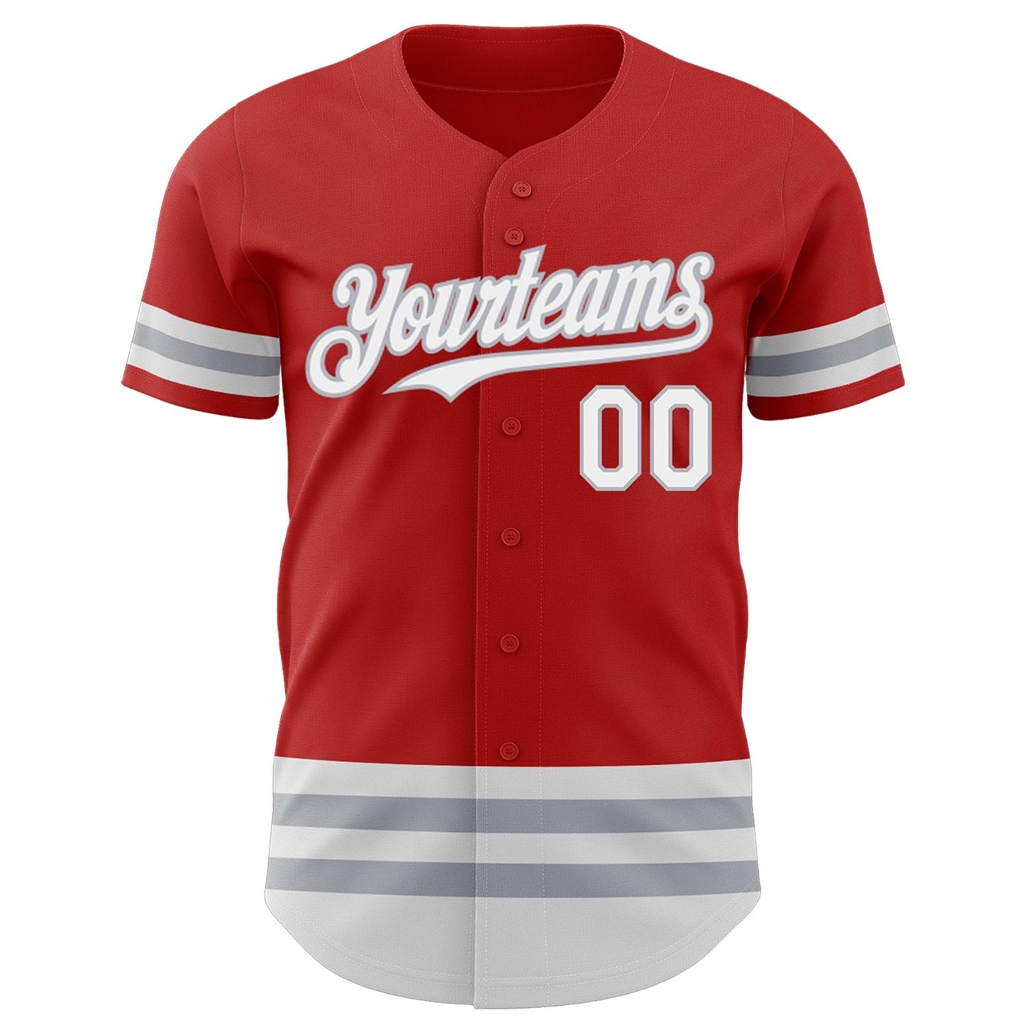 Custom Red White-Gray Line Authentic Baseball Jersey baseball jersey product view 2