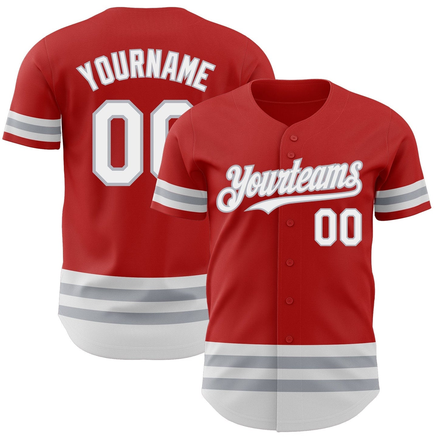 Custom Red White-Gray Line Authentic Baseball Jersey baseball jersey product view 1