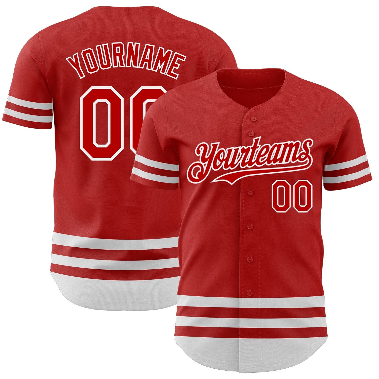 Custom Red White Line Authentic Baseball Jersey baseball jersey product view 1