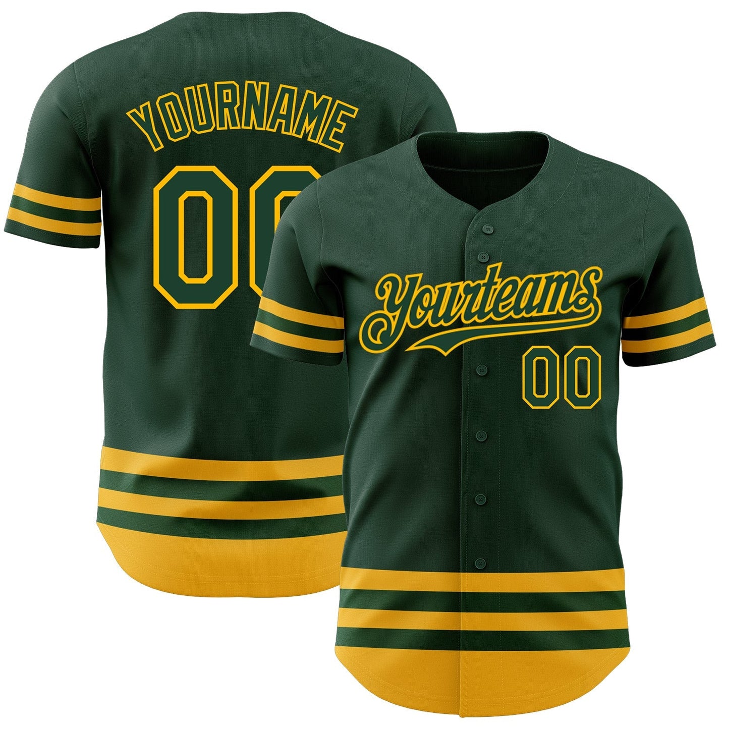 Custom Green Gold Line Authentic Baseball Jersey baseball jersey product view 1