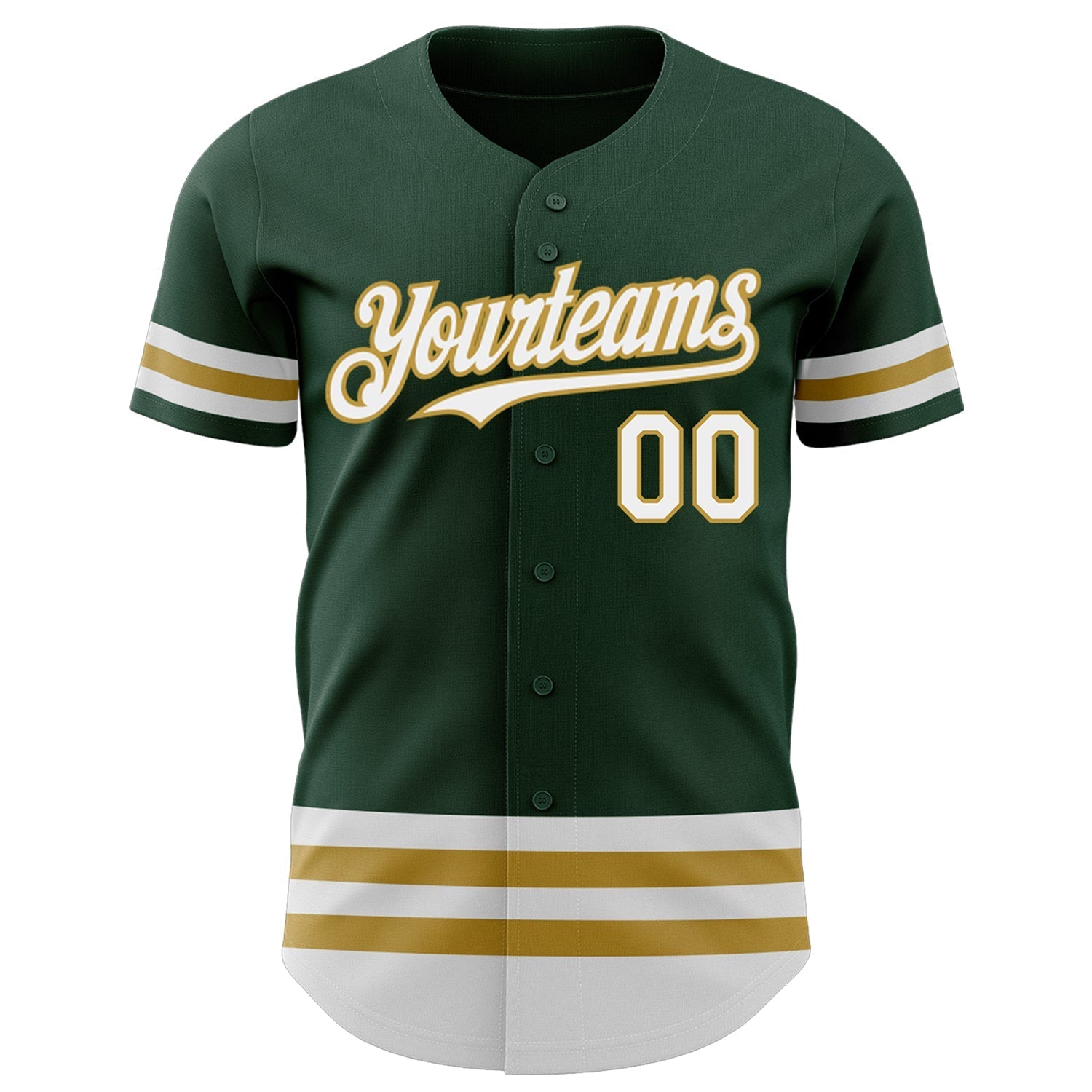 Custom Green White-Old Gold Line Authentic Baseball Jersey baseball jersey product view 2