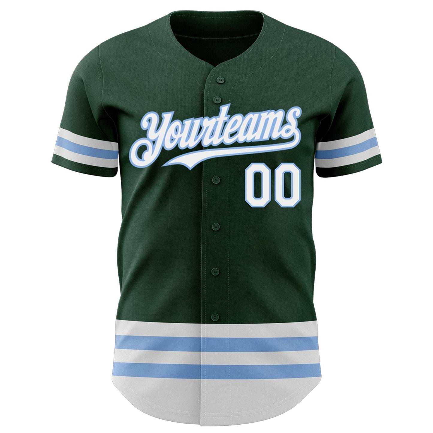 Custom Green White-Light Blue Line Authentic Baseball Jersey baseball jersey product view 2