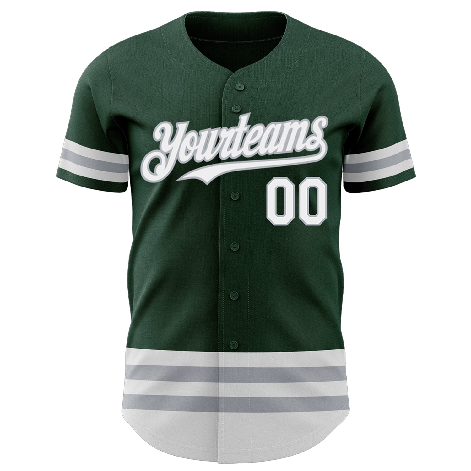 Custom Green White-Gray Line Authentic Baseball Jersey baseball jersey product view 2