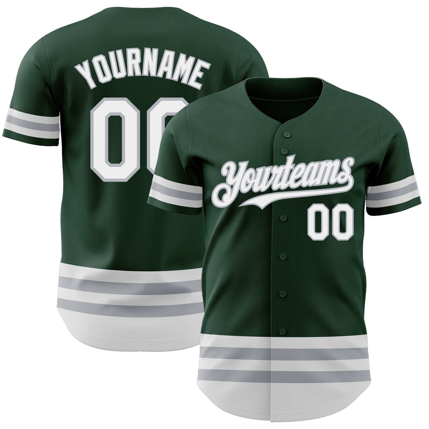 Custom Green White-Gray Line Authentic Baseball Jersey baseball jersey product view 1