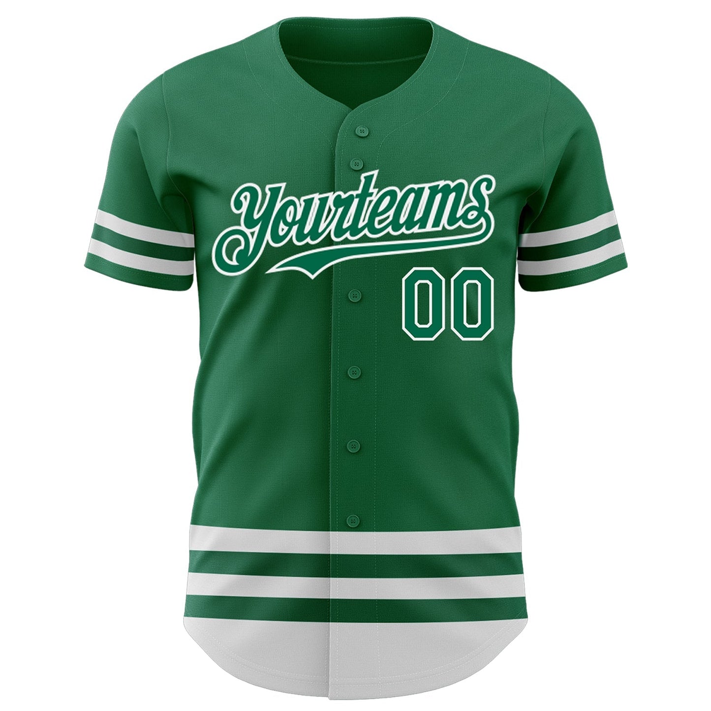 Custom Kelly Green White Line Authentic Baseball Jersey baseball jersey product view 2