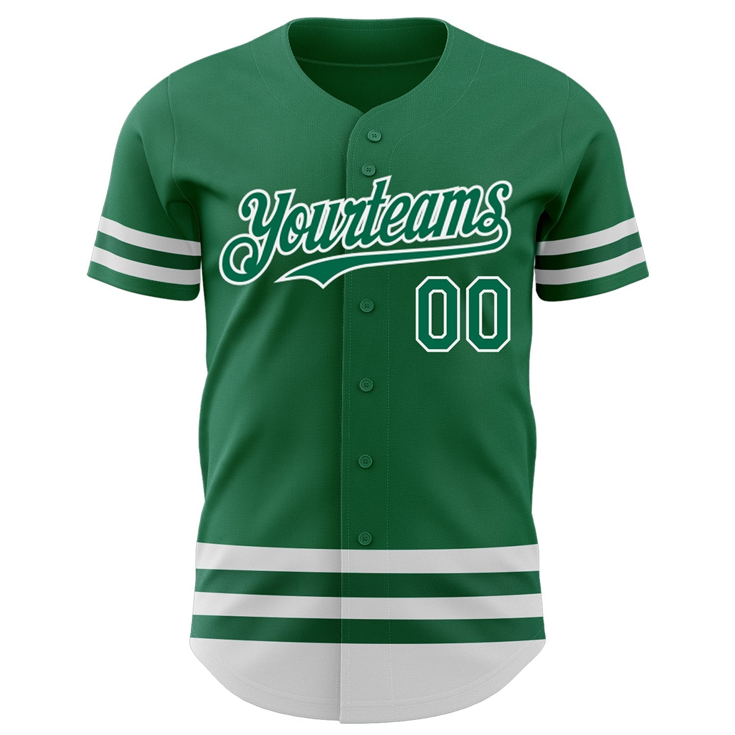 Custom Kelly Green White Line Authentic Baseball Jersey baseball jersey product view 2