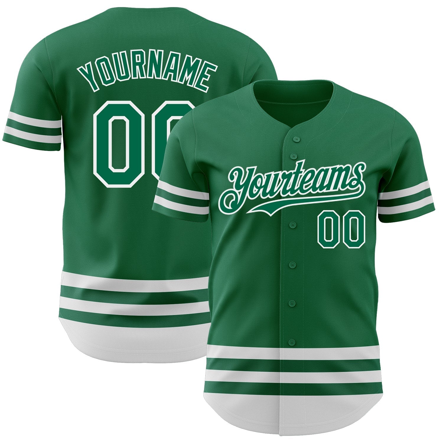 Custom Kelly Green White Line Authentic Baseball Jersey baseball jersey product view 1