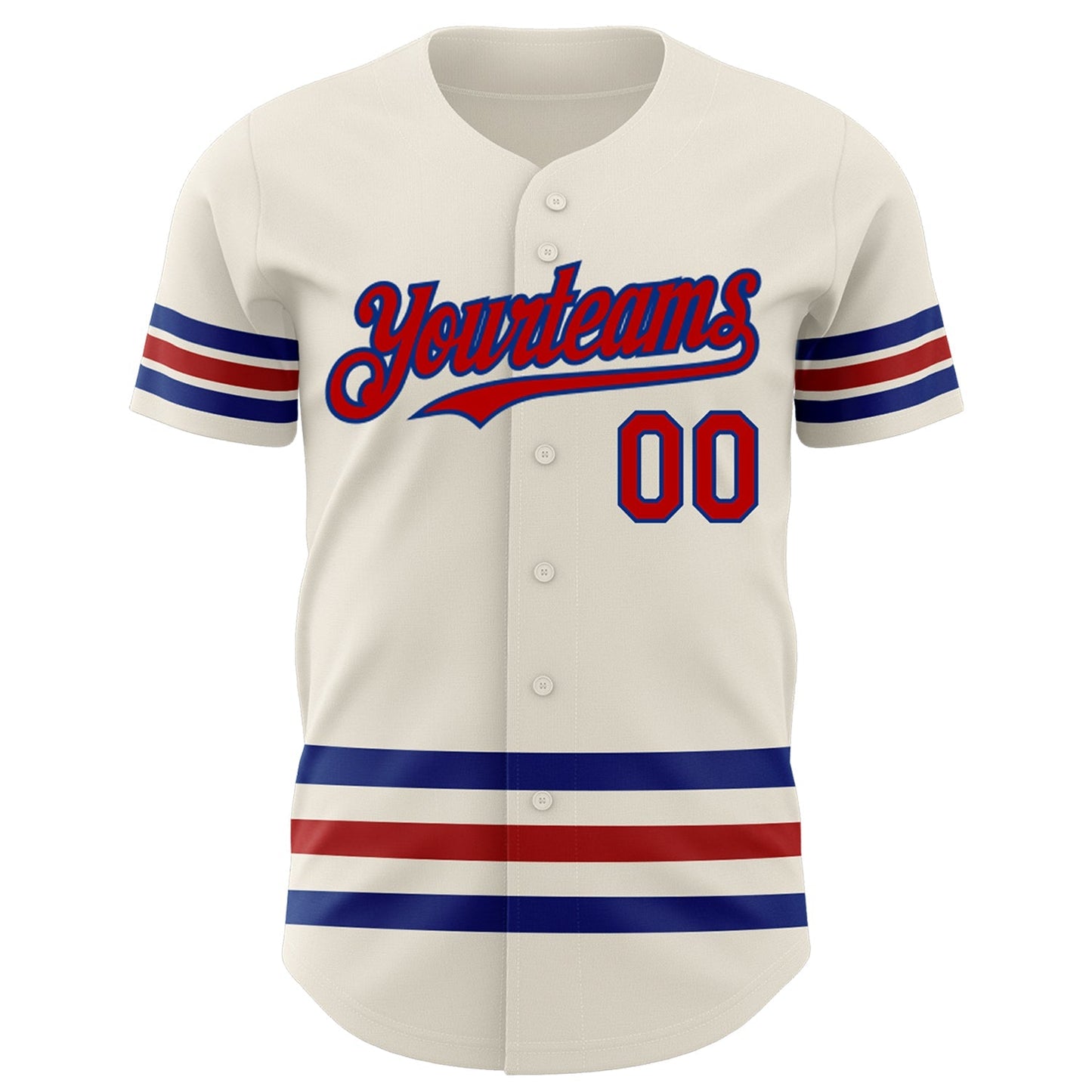 Custom Cream Red-Royal Line Authentic Baseball Jersey baseball jersey product view 2