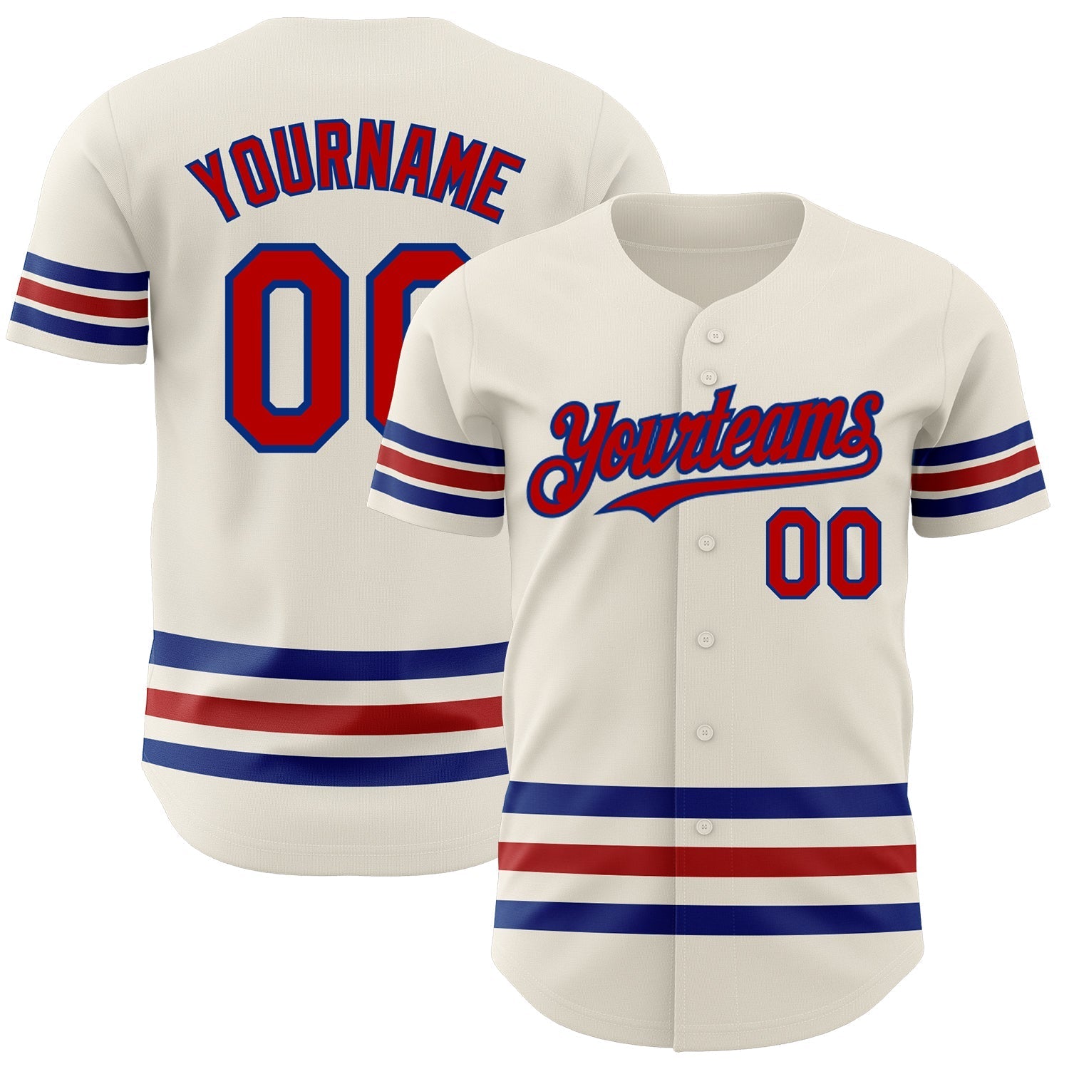 Custom Cream Red-Royal Line Authentic Baseball Jersey baseball jersey product view 1