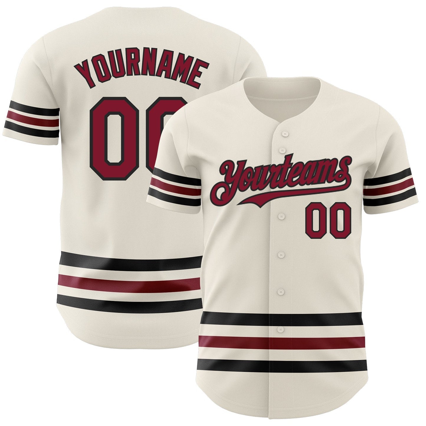 Custom Cream Crimson-Black Line Authentic Baseball Jersey baseball jersey product view 1
