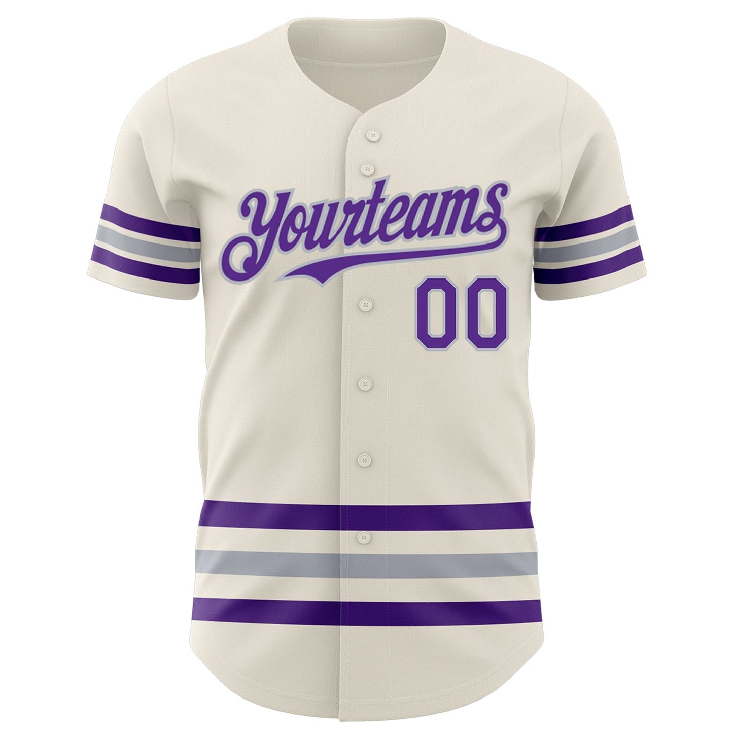 Custom Cream Purple-Gray Line Authentic Baseball Jersey baseball jersey product view 2