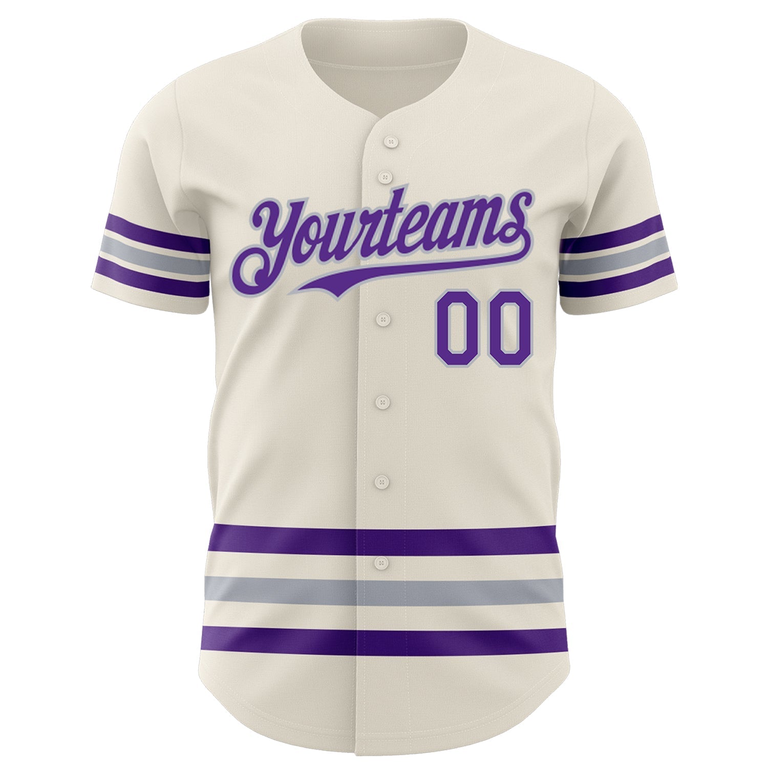 Custom Cream Purple-Gray Line Authentic Baseball Jersey baseball jersey product view 2