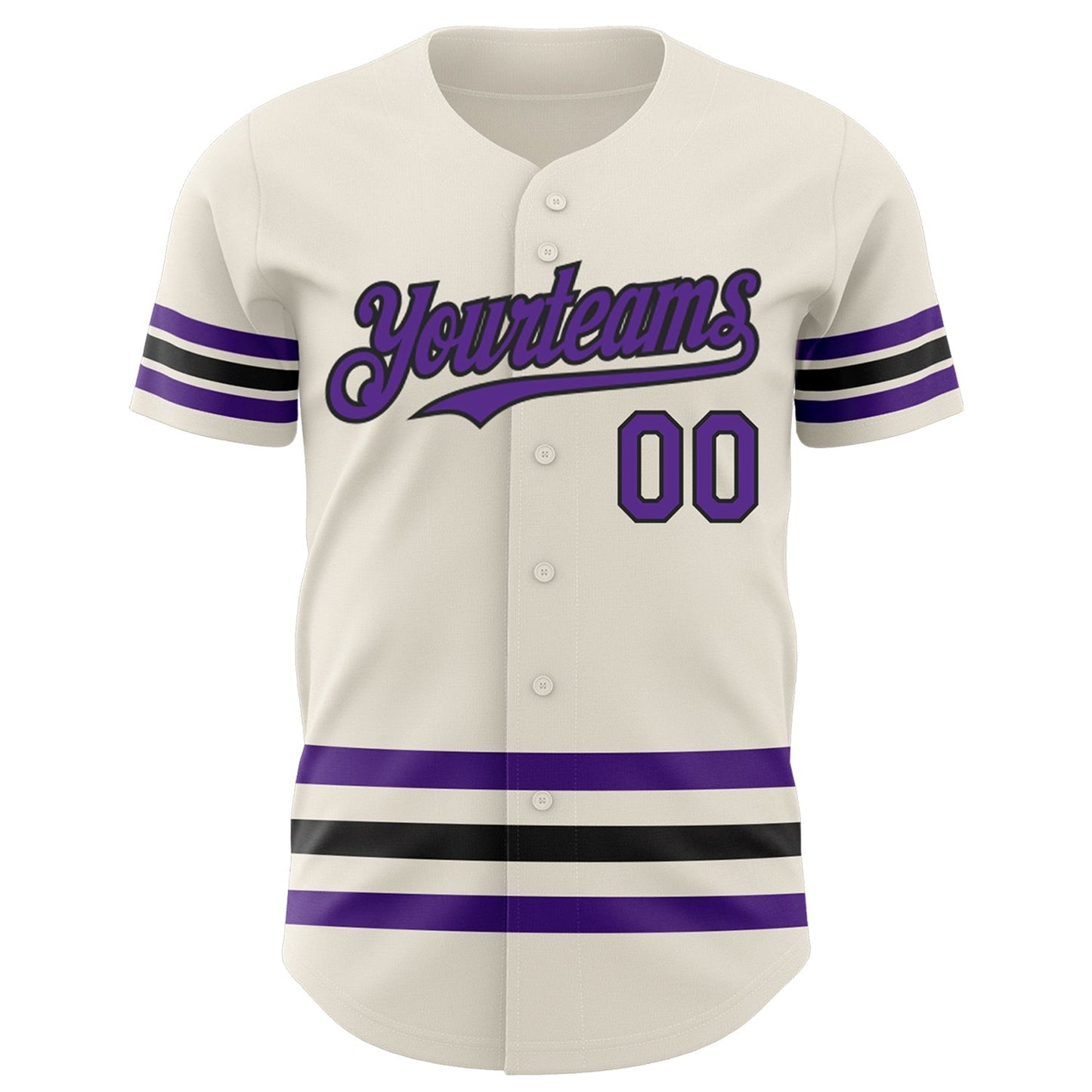 Custom Cream Purple-Black Line Authentic Baseball Jersey baseball jersey product view 2