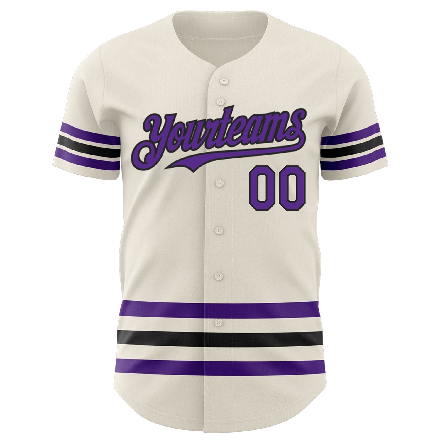 Custom Cream Purple-Black Line Authentic Baseball Jersey baseball jersey product view 2