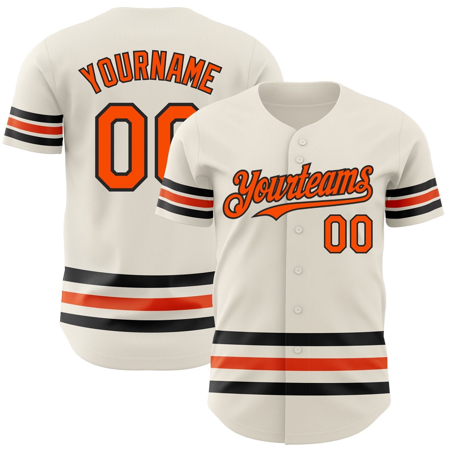 Custom Cream Orange-Black Line Authentic Baseball Jersey baseball jersey product view 1