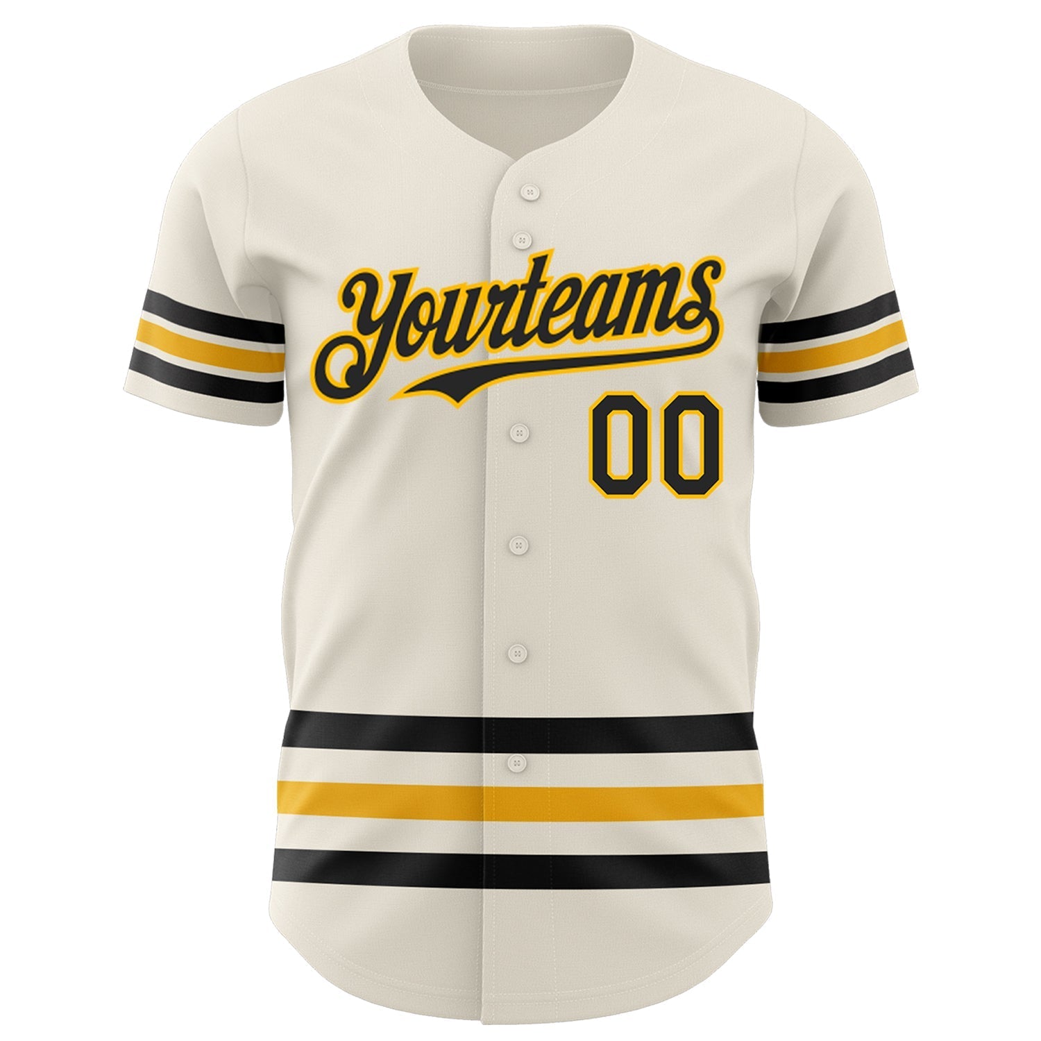 Custom Cream Black-Gold Line Authentic Baseball Jersey baseball jersey product view 2