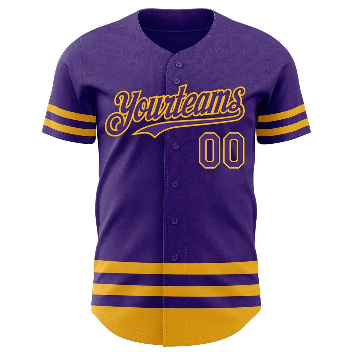 Custom Purple Gold Line Authentic Baseball Jersey baseball jersey product view 2