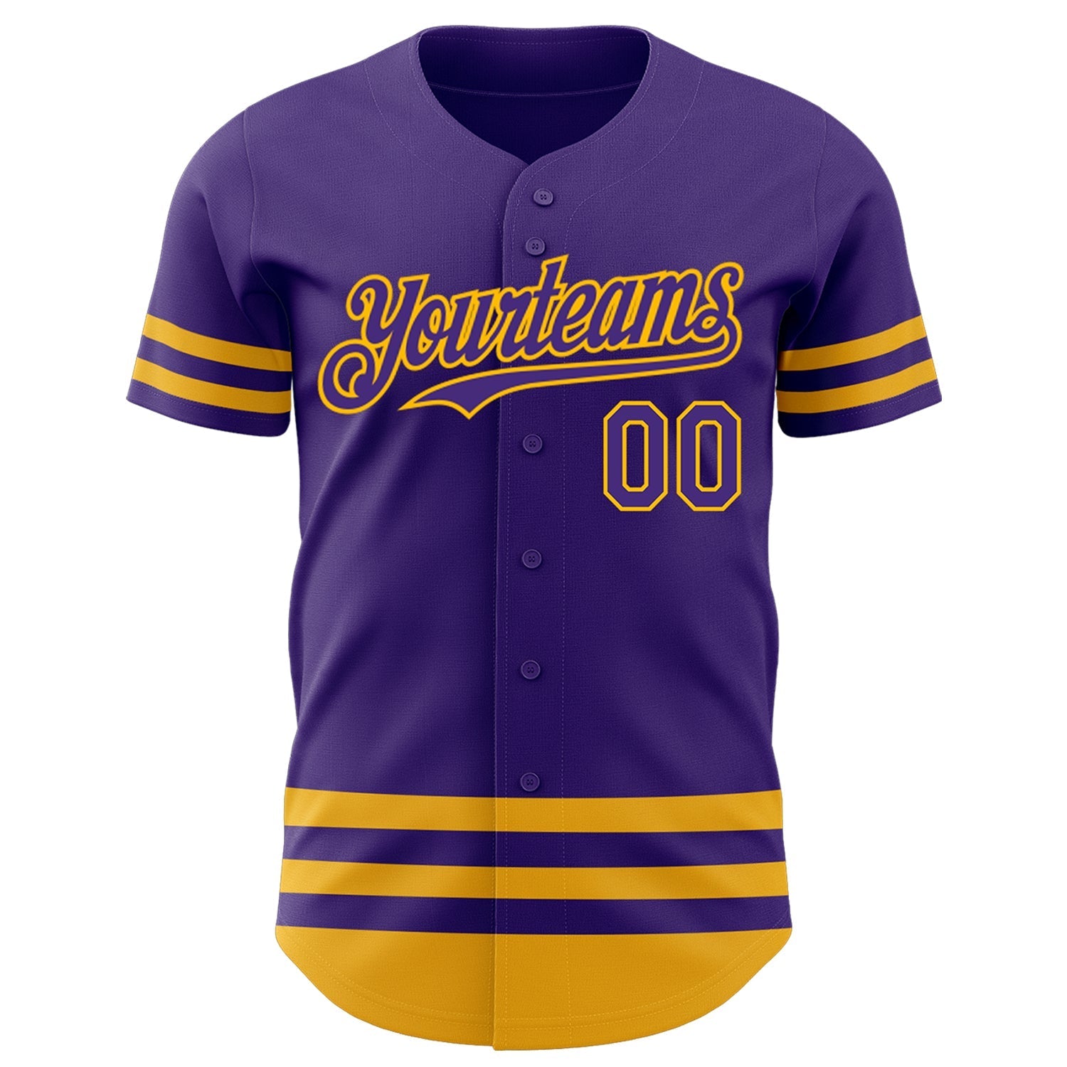 Custom Purple Gold Line Authentic Baseball Jersey baseball jersey product view 2
