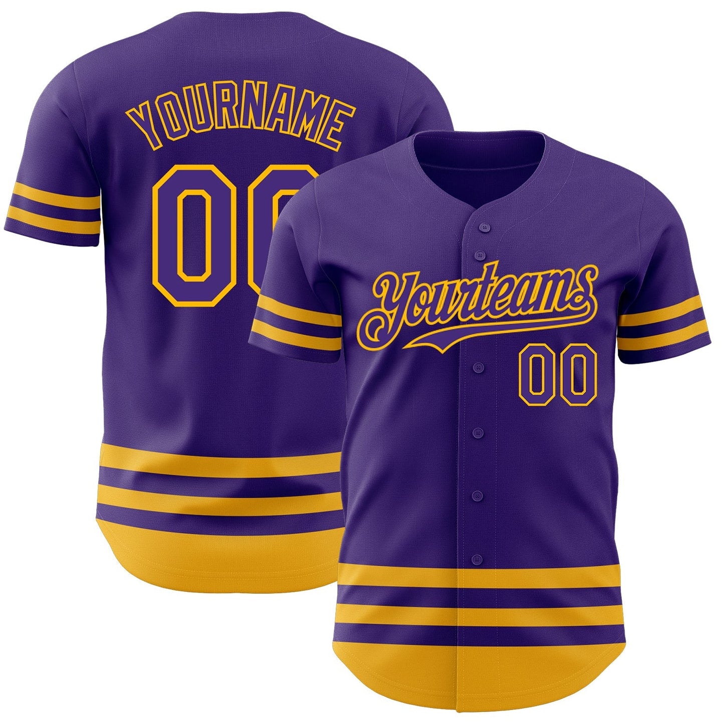 Custom Purple Gold Line Authentic Baseball Jersey baseball jersey product view 1