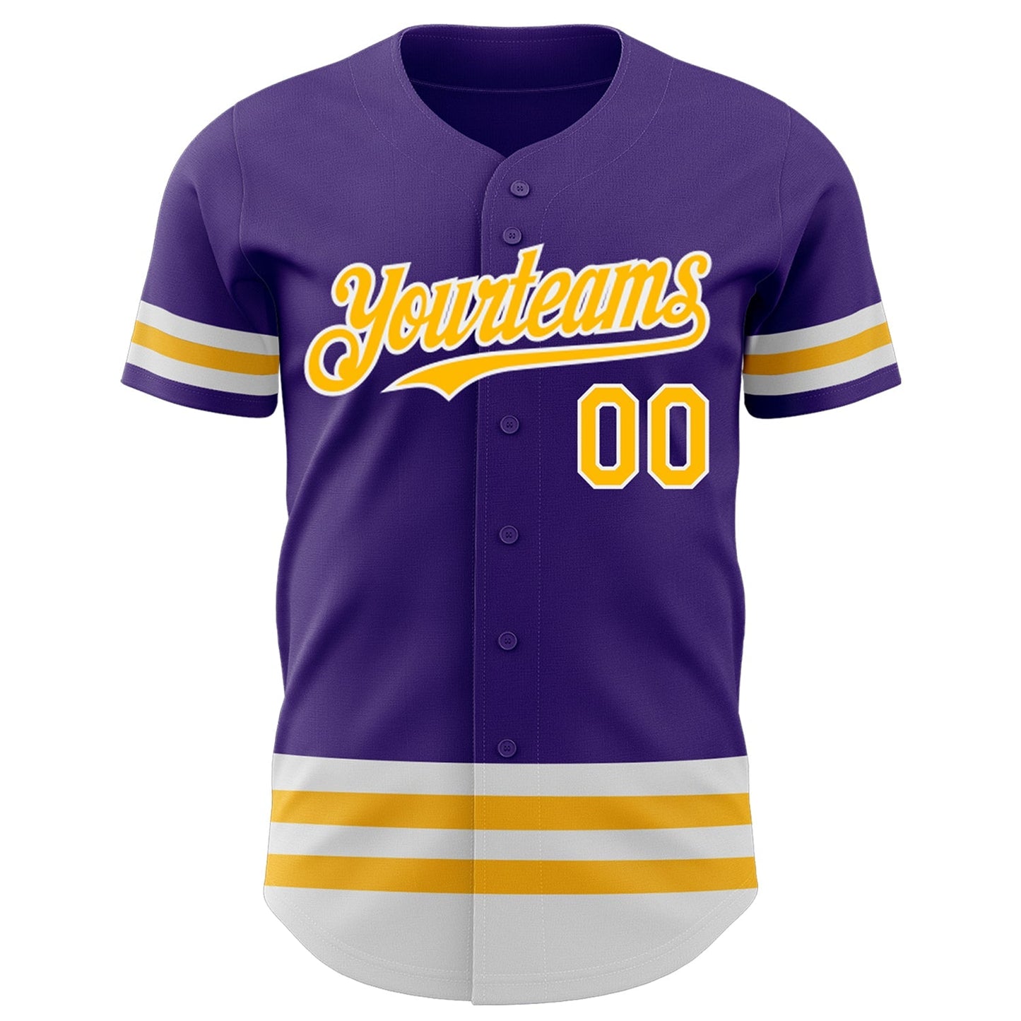 Custom Purple Gold-White Line Authentic Baseball Jersey baseball jersey product view 2
