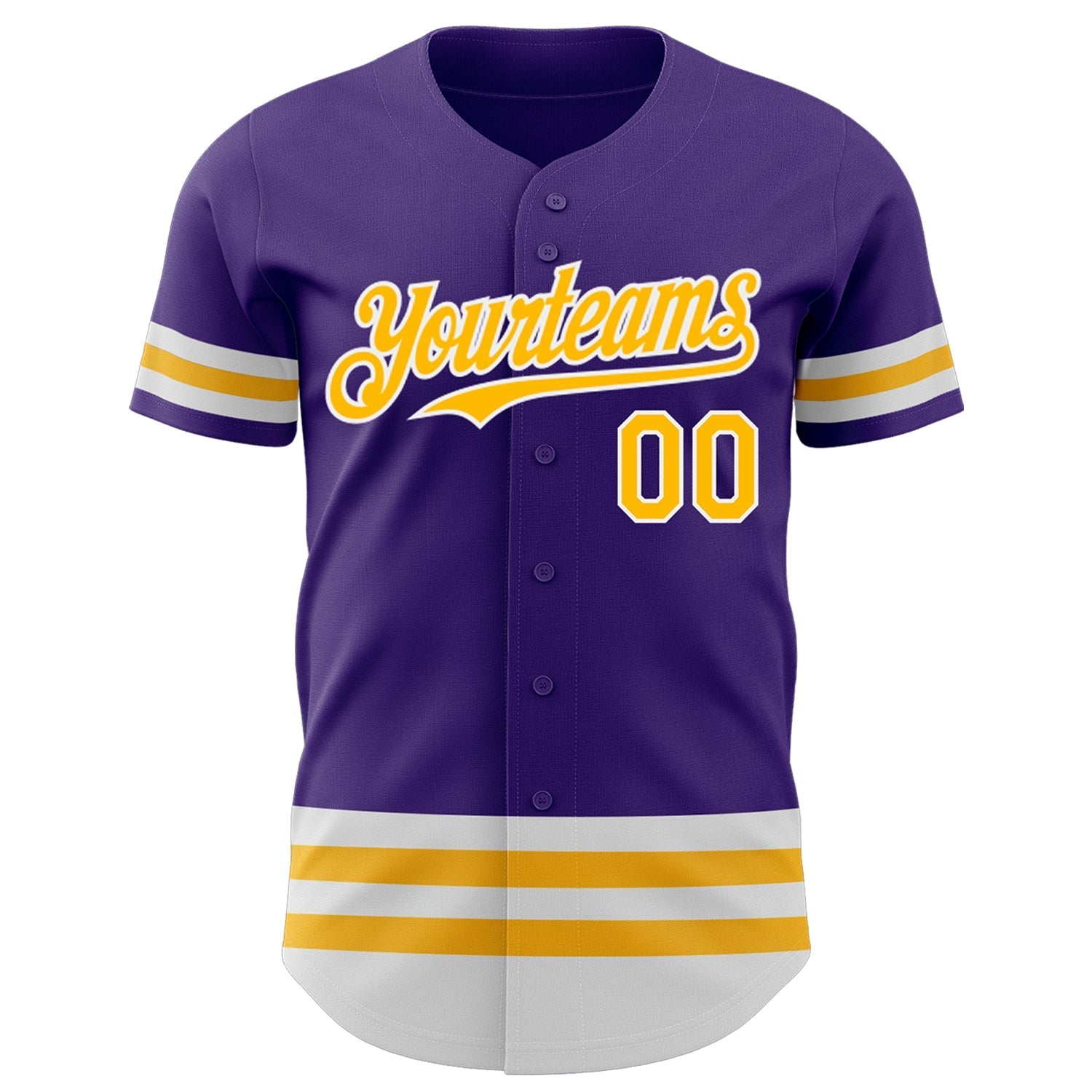 Custom Purple Gold-White Line Authentic Baseball Jersey baseball jersey product view 2