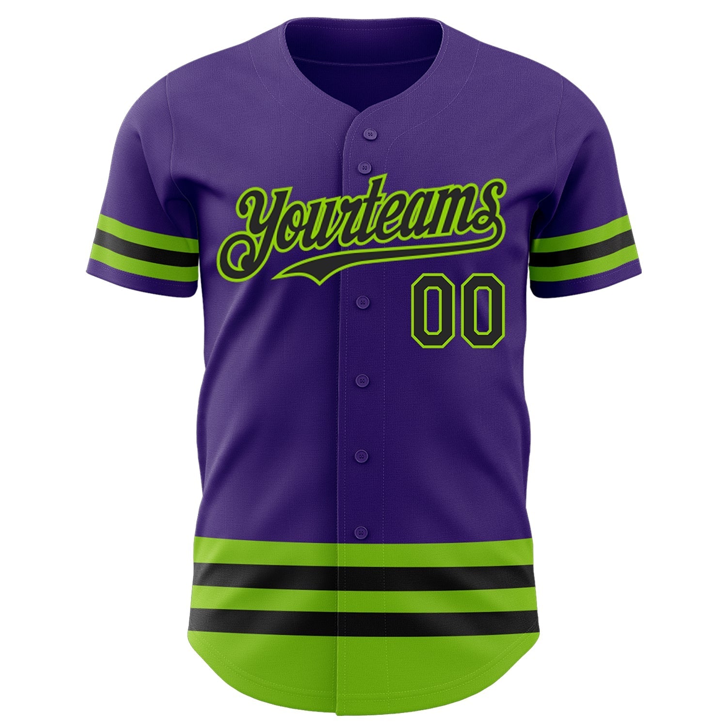Custom Purple Black-Neon Green Line Authentic Baseball Jersey baseball jersey product view 2