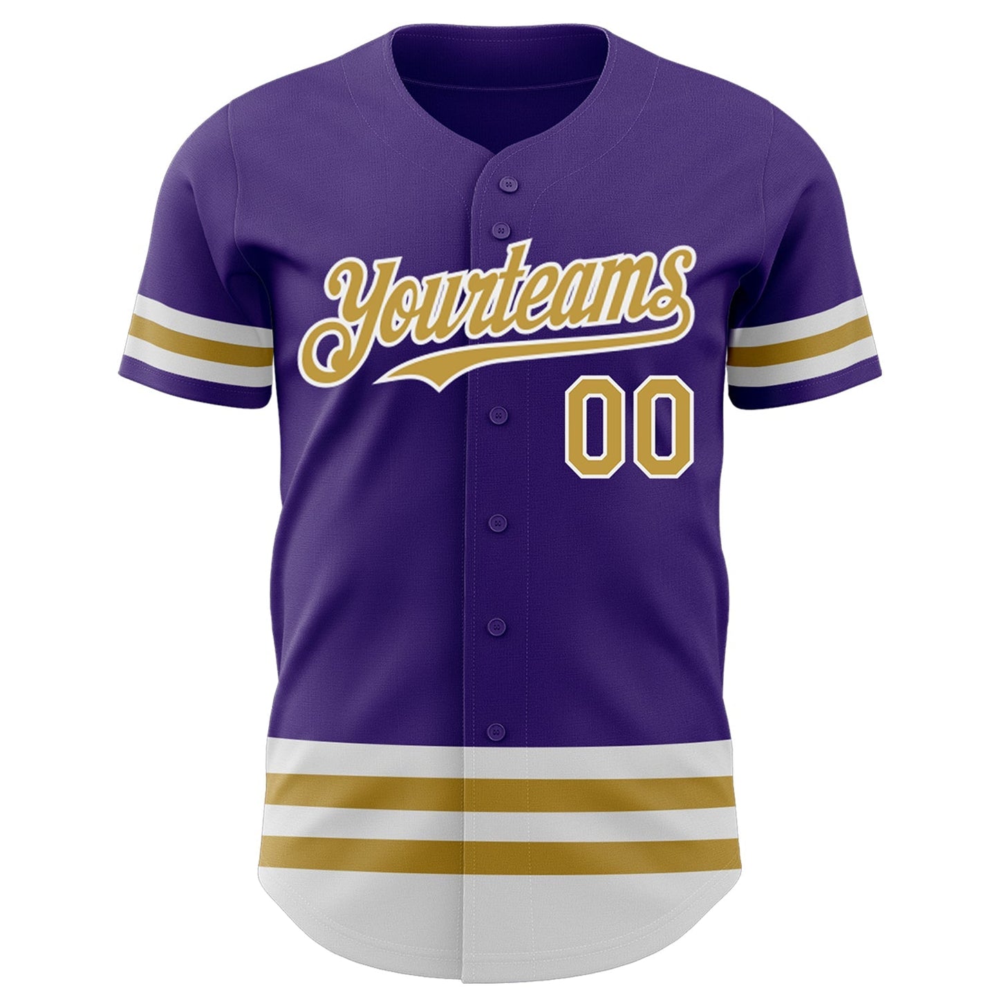 Custom Purple Old Gold-White Line Authentic Baseball Jersey baseball jersey product view 2
