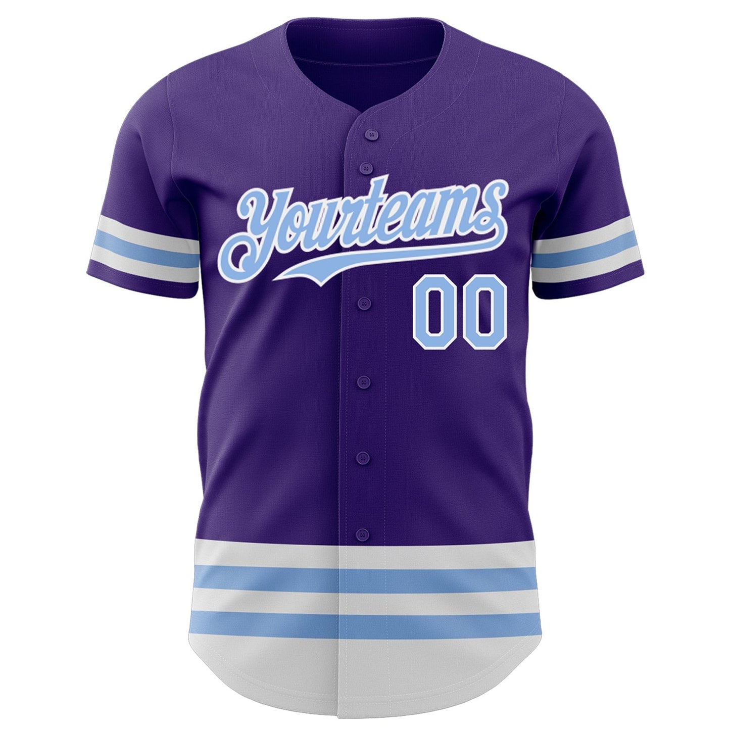 Custom Purple Light Blue-White Line Authentic Baseball Jersey baseball jersey product view 2