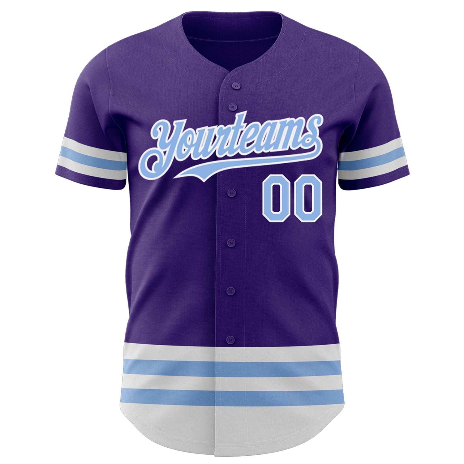Custom Purple Light Blue-White Line Authentic Baseball Jersey baseball jersey product view 2