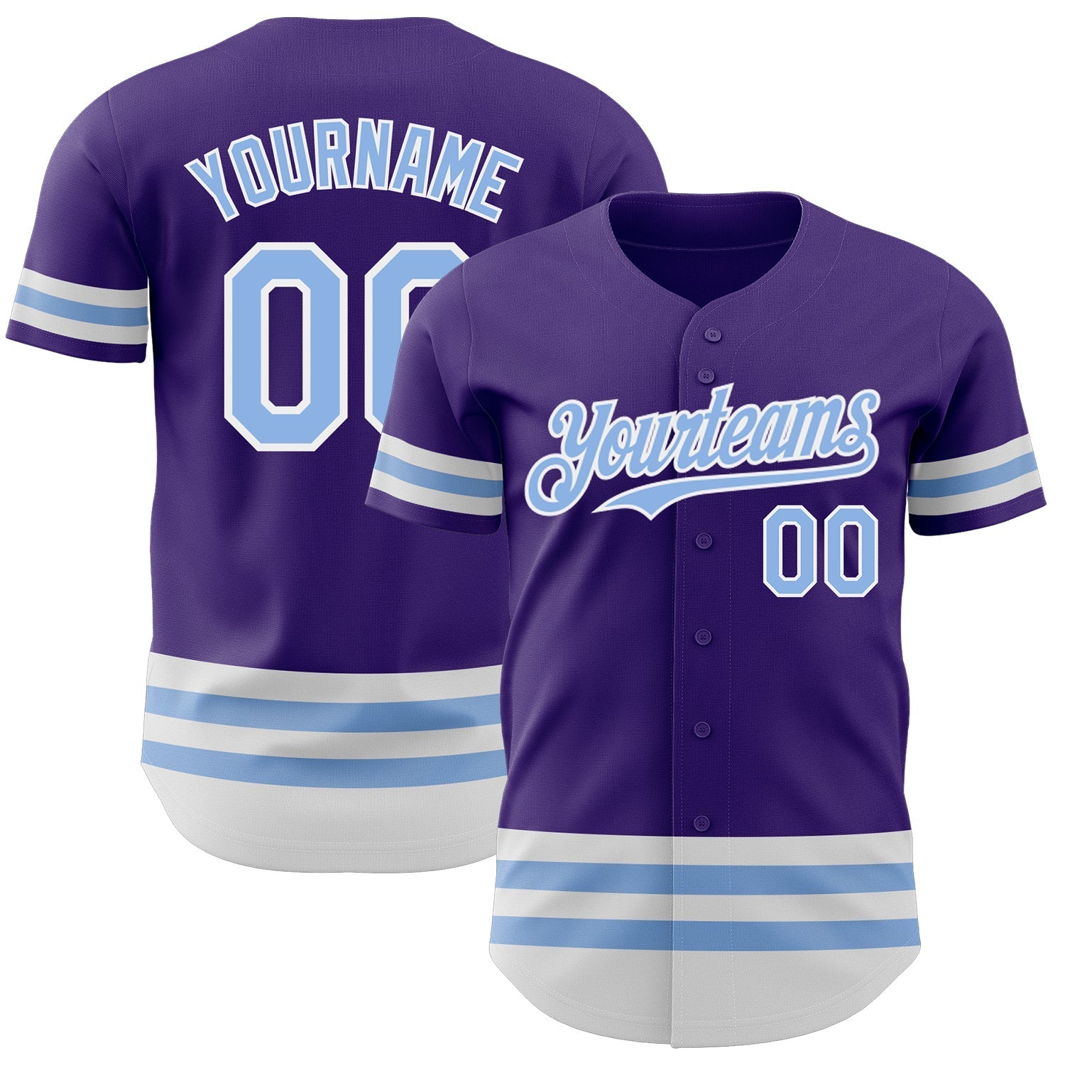 Custom Purple Light Blue-White Line Authentic Baseball Jersey baseball jersey product view 1