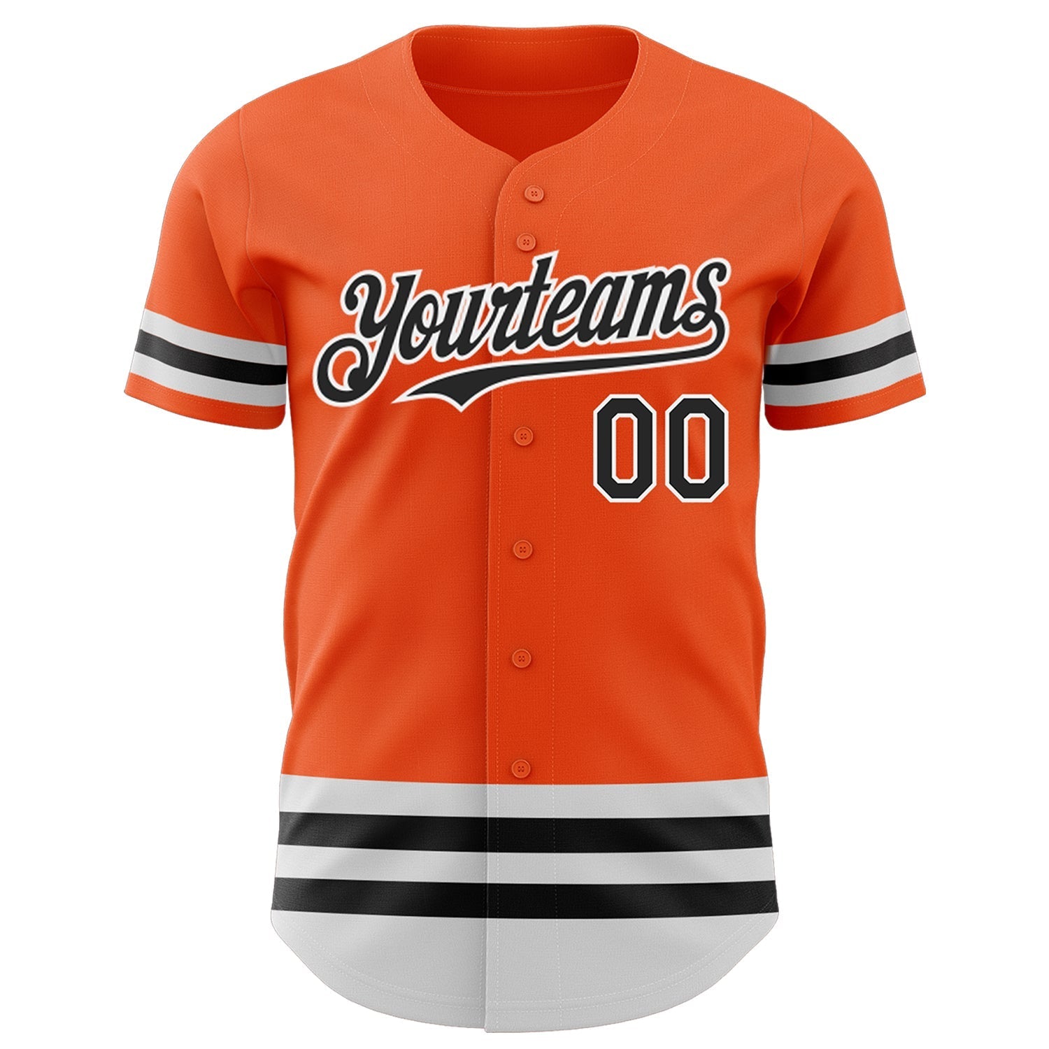Custom Orange Black-White Line Authentic Baseball Jersey baseball jersey product view 2