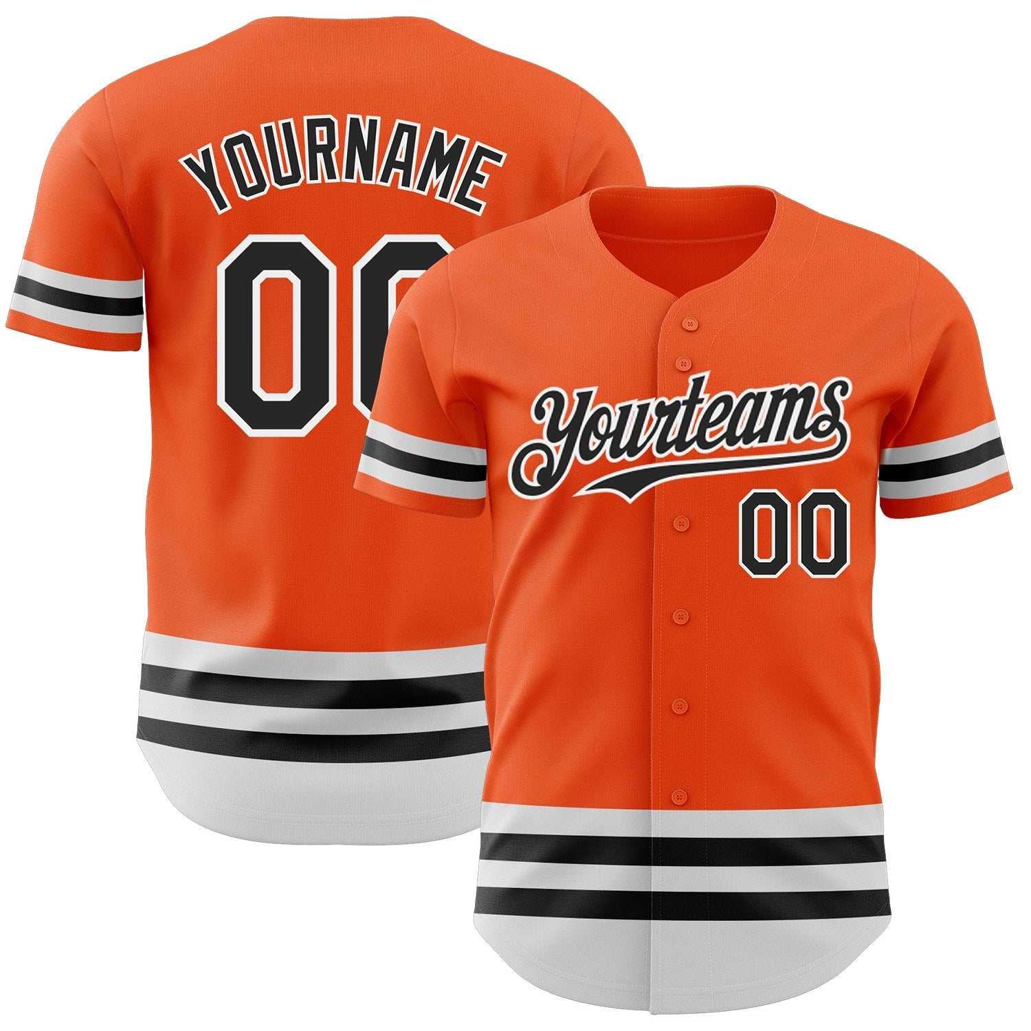 Custom Orange Black-White Line Authentic Baseball Jersey baseball jersey product view 1
