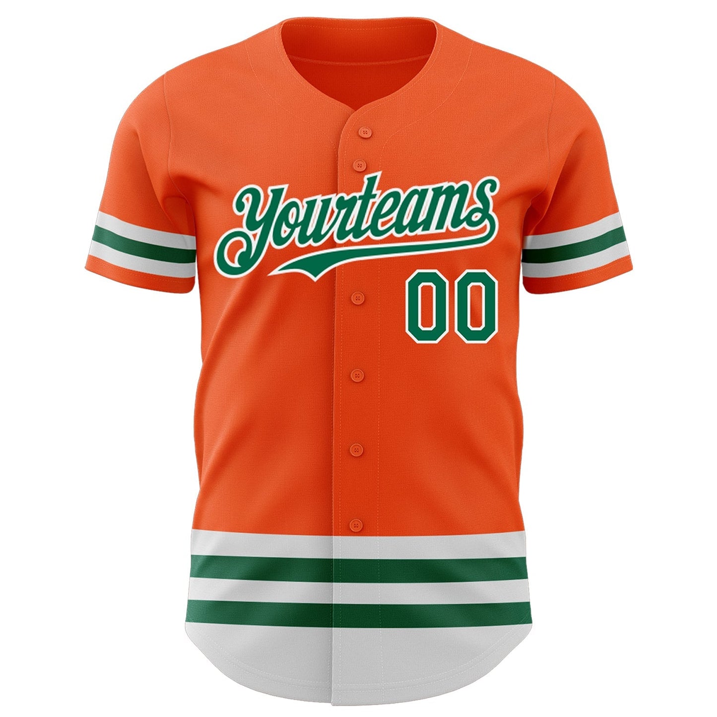 Custom Orange Kelly Green-White Line Authentic Baseball Jersey baseball jersey product view 2