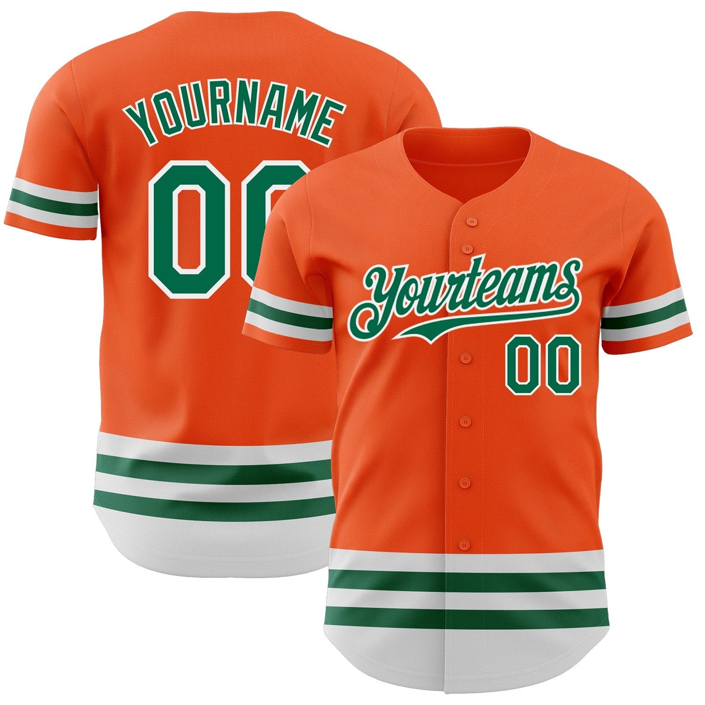 Custom Orange Kelly Green-White Line Authentic Baseball Jersey baseball jersey product view 1