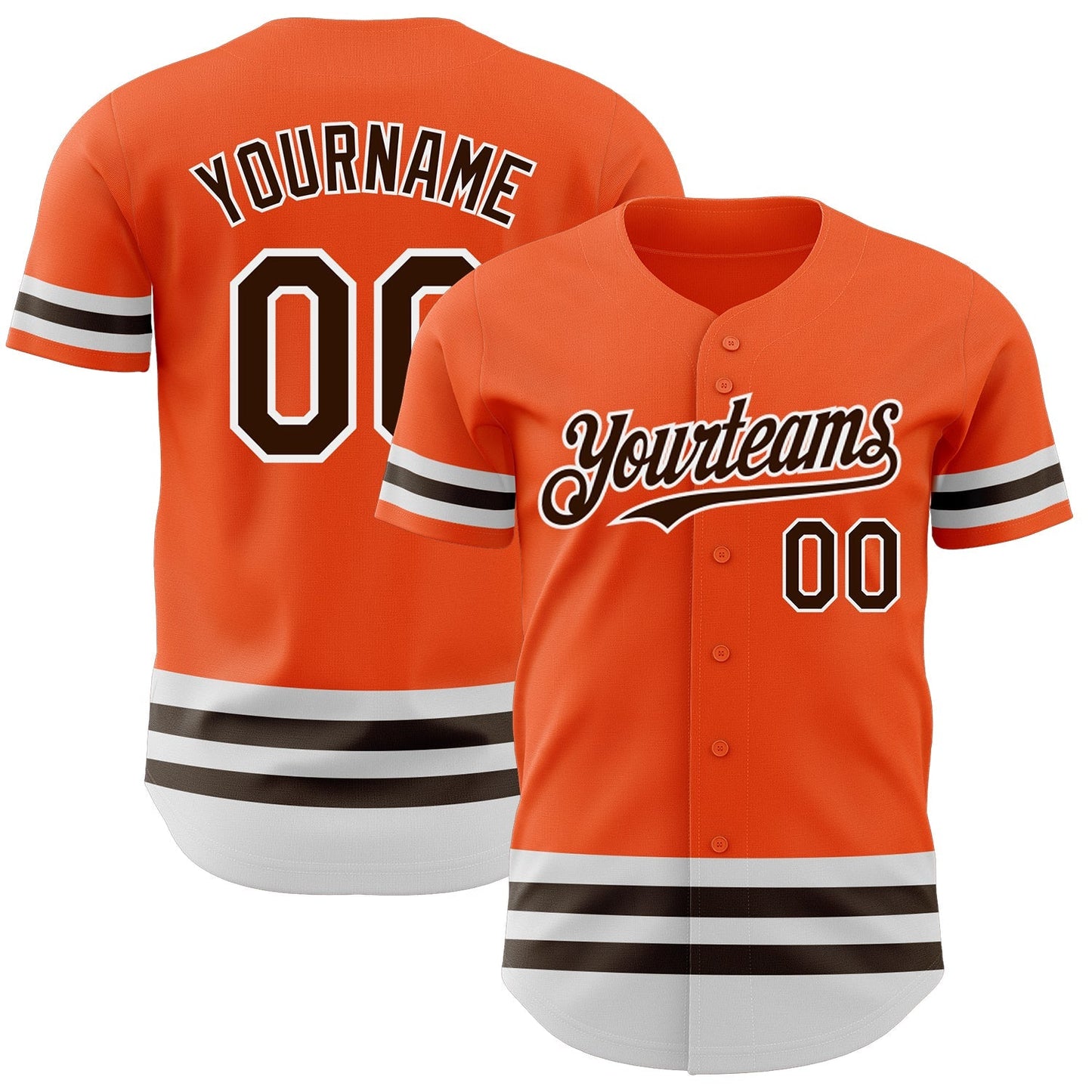Custom Orange Brown-White Line Authentic Baseball Jersey baseball jersey product view 1