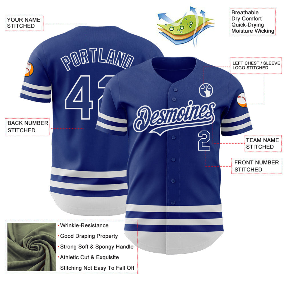 Custom Royal White Line Authentic Baseball Jersey baseball jersey product view 4