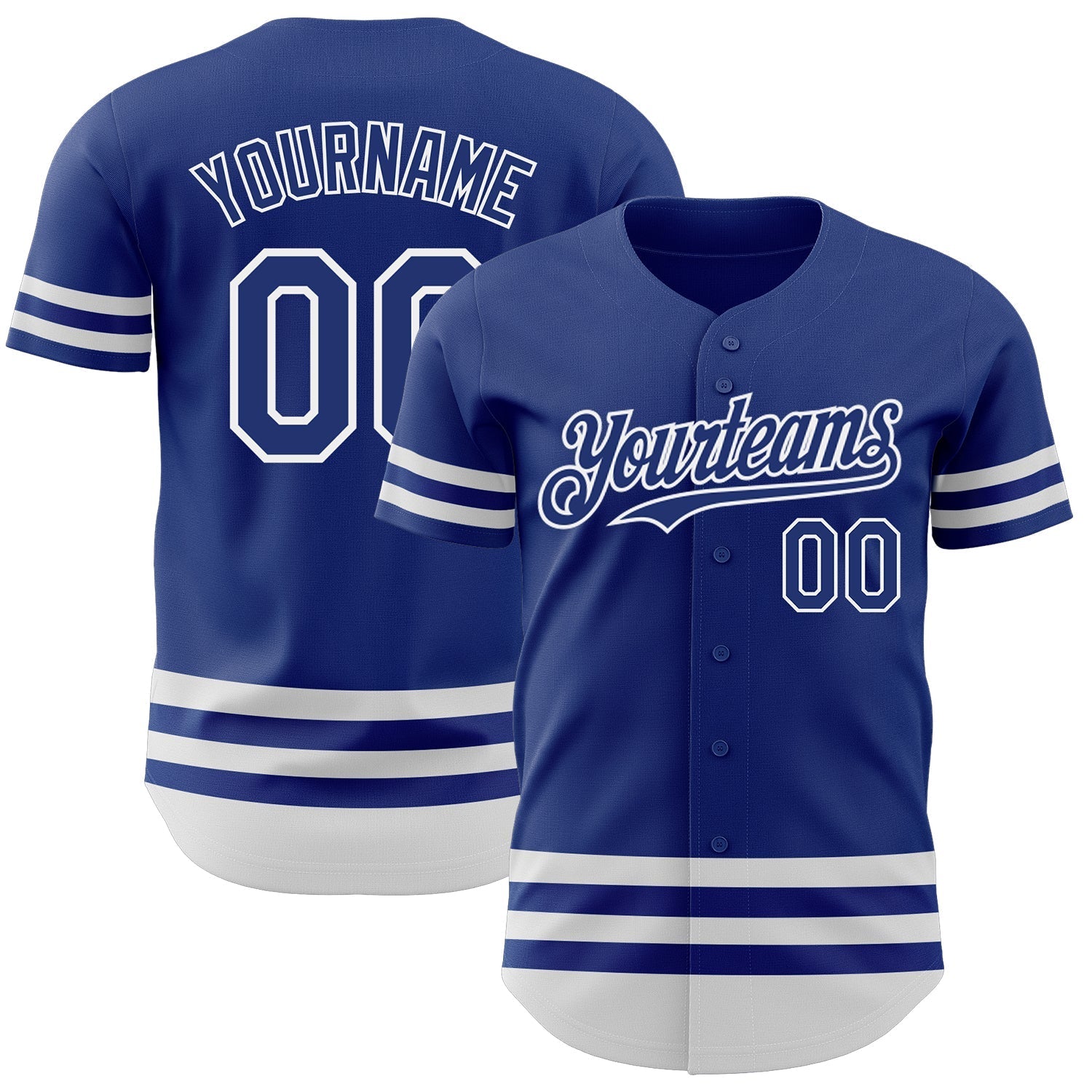 Custom Royal White Line Authentic Baseball Jersey baseball jersey product view 1