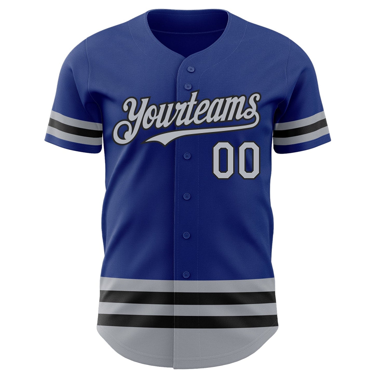 Custom Royal Gray-Black Line Authentic Baseball Jersey baseball jersey product view 2