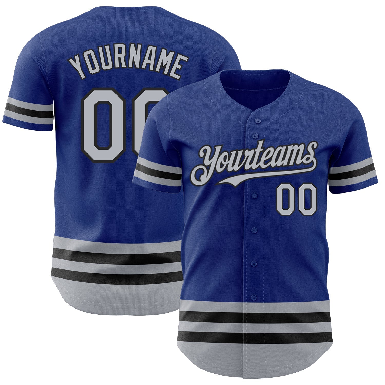 Custom Royal Gray-Black Line Authentic Baseball Jersey baseball jersey product view 1