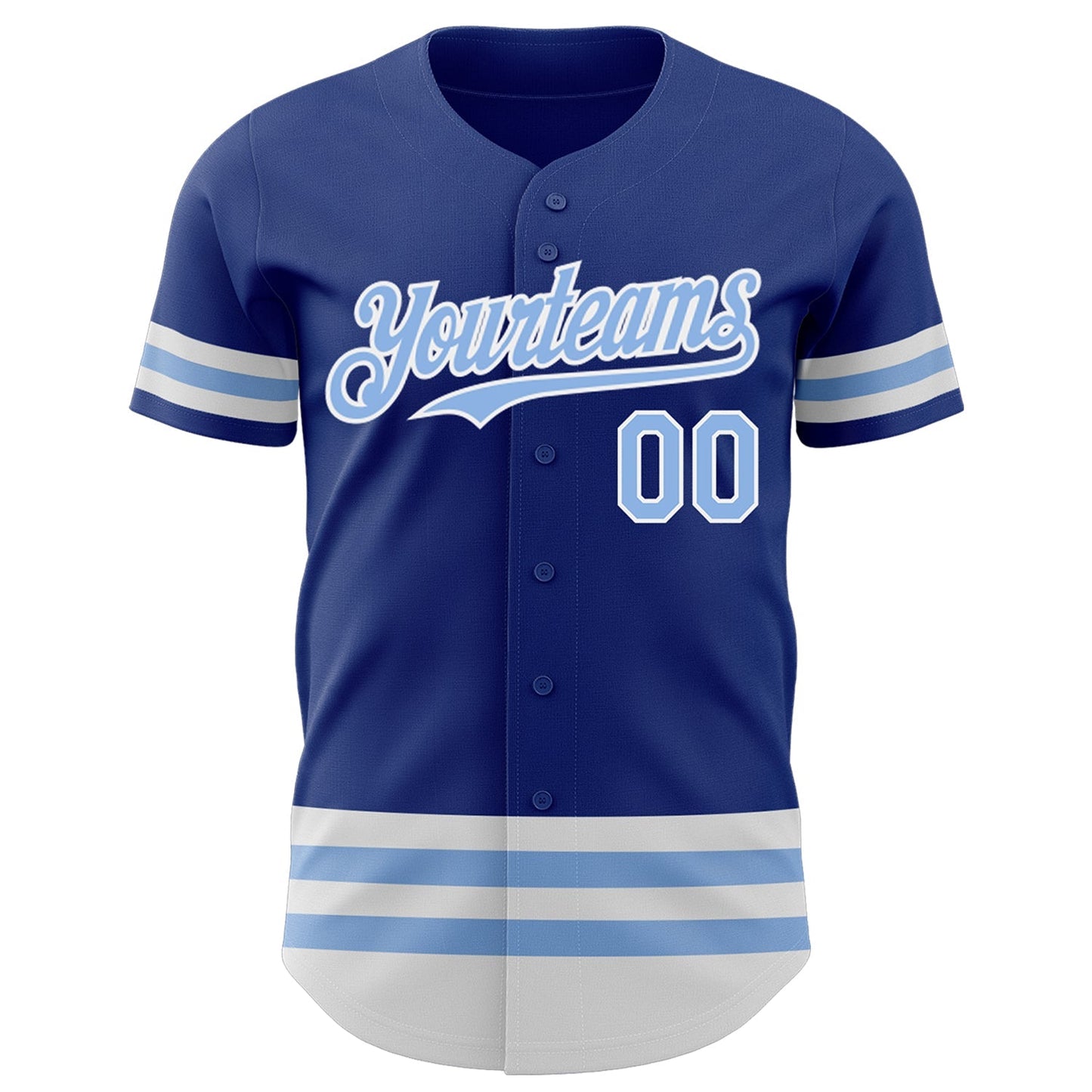 Custom Royal Light Blue-White Line Authentic Baseball Jersey baseball jersey product view 2