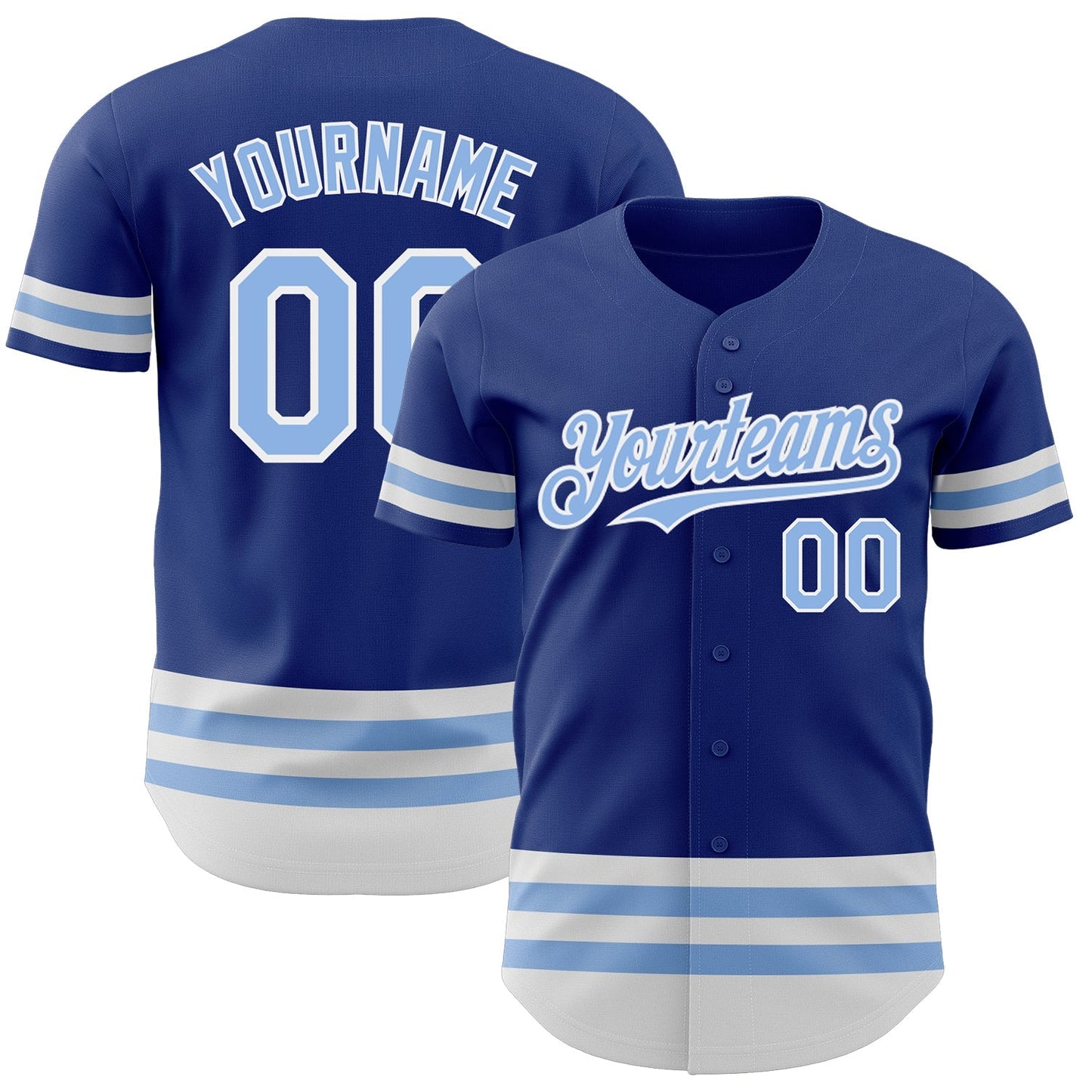 Custom Royal Light Blue-White Line Authentic Baseball Jersey baseball jersey product view 1