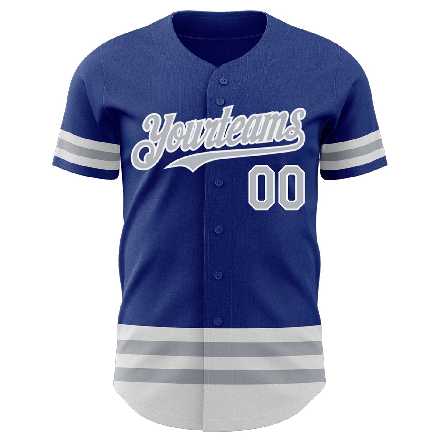 Custom Royal Gray-White Line Authentic Baseball Jersey baseball jersey product view 2