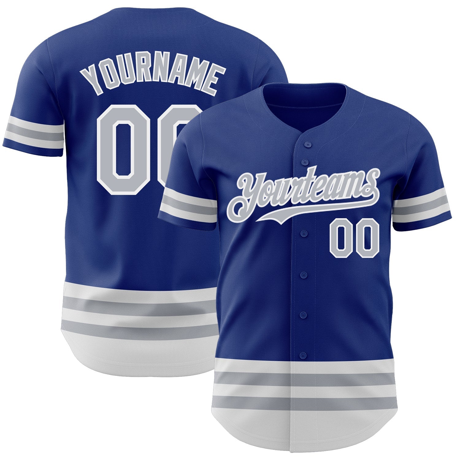 Custom Royal Gray-White Line Authentic Baseball Jersey baseball jersey product view 1