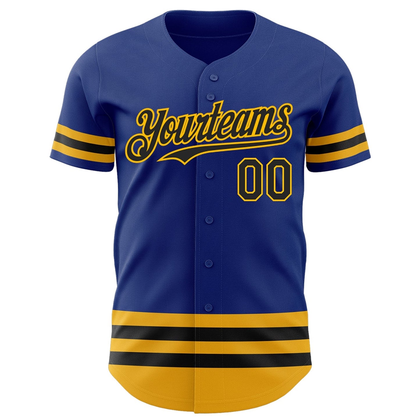 Custom Royal Black-Gold Line Authentic Baseball Jersey baseball jersey product view 2